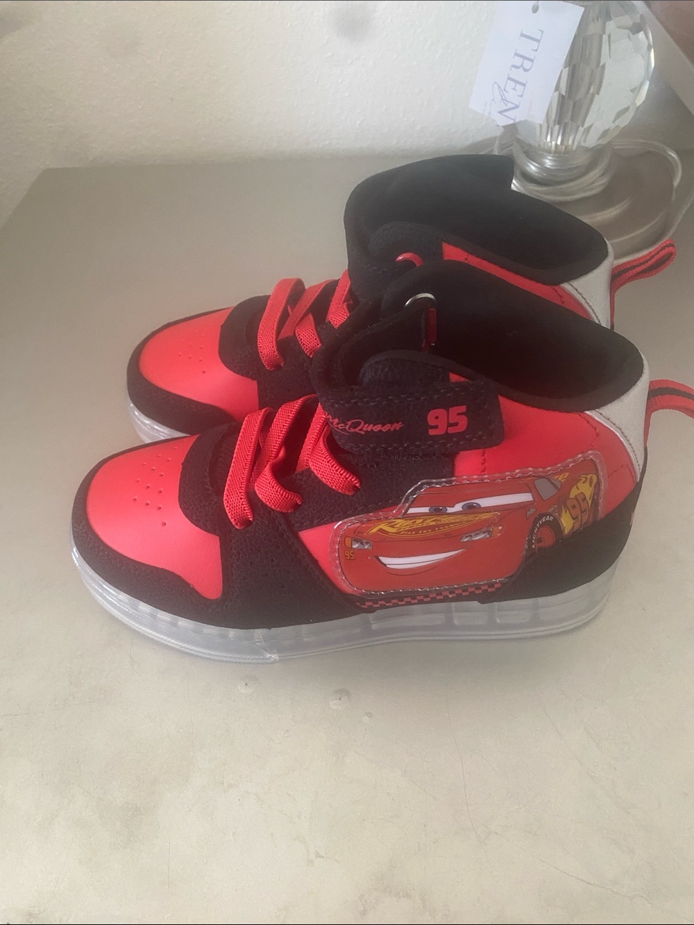 Disney Lightning McQueen High-Top Sneakers in Red, Black & White